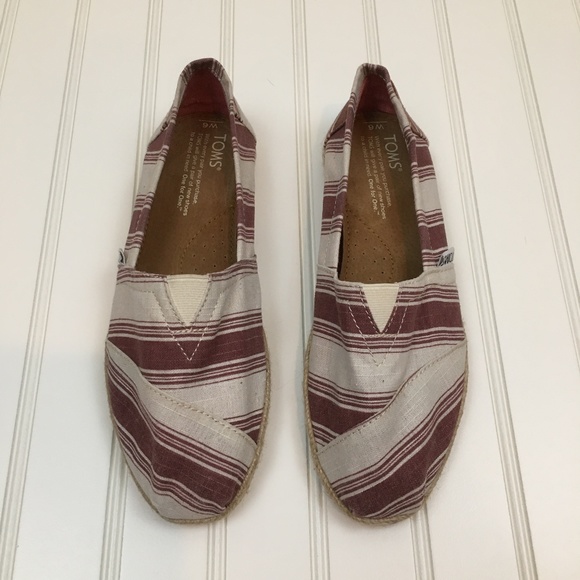 Toms Shoes - 50% OFF NWOT Toms Maroon & Beige Canvas Flat Shoes